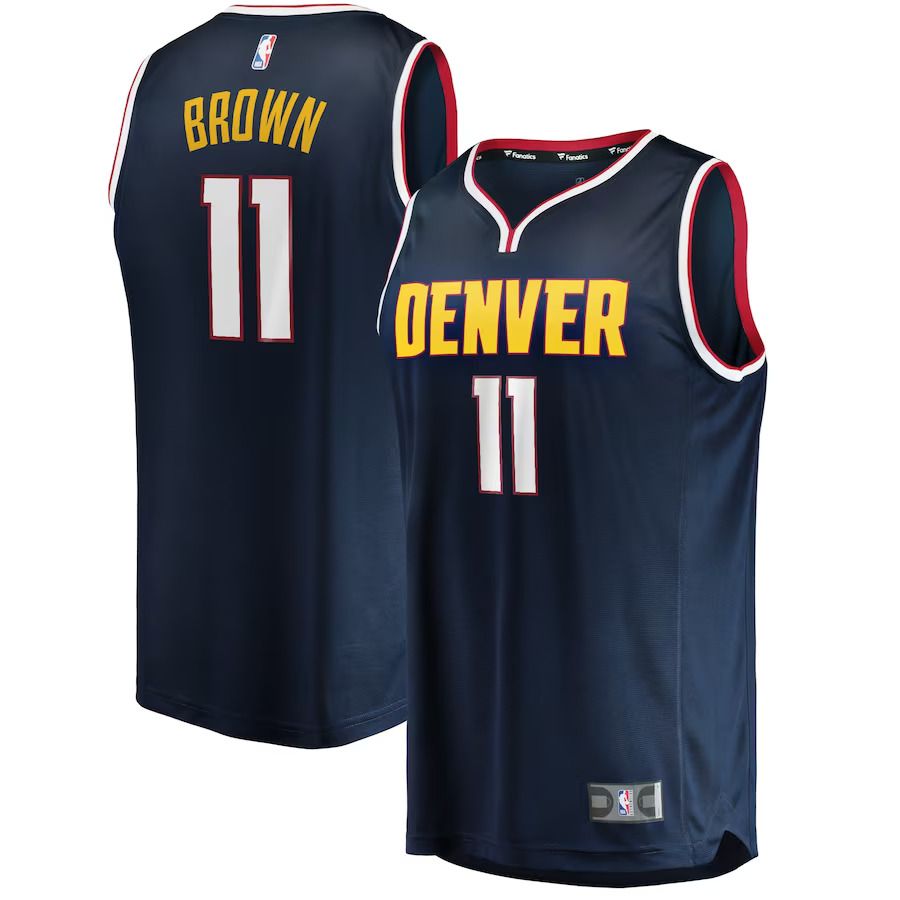 Men Denver Nuggets #11 Bruce Brown Fanatics Branded Navy Fast Break Replica NBA Jersey